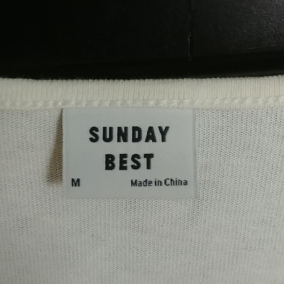 ARITZIA front tie mid length puff sleeve cream top - Picture 5 of 7